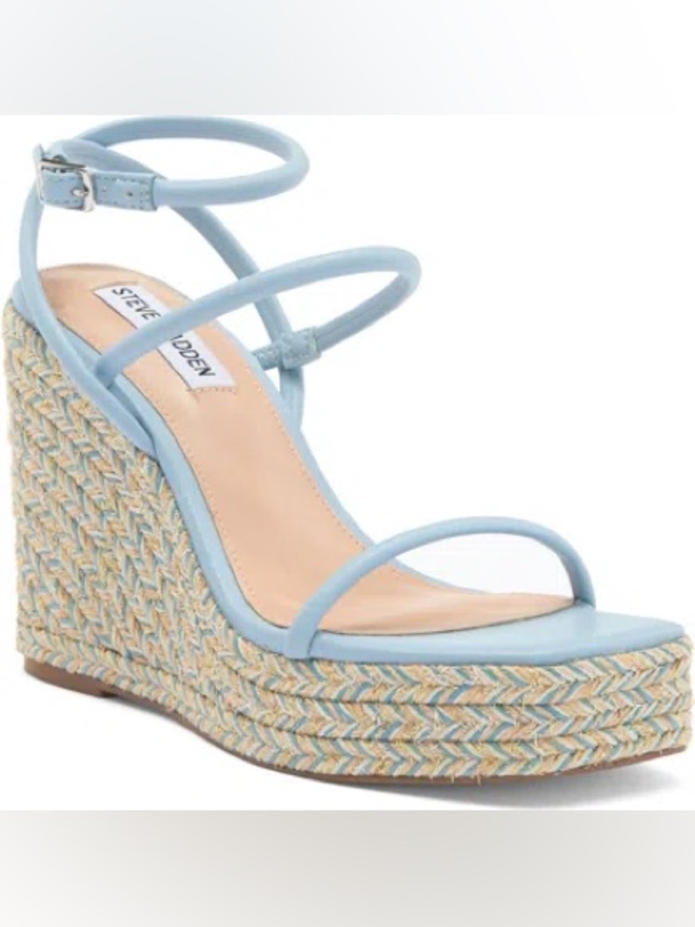 Steve Madden Pastel Blue Strappy Espadrille Wedge Sandals